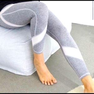Aerie Gray and White Mesh High Waist crop leggings
